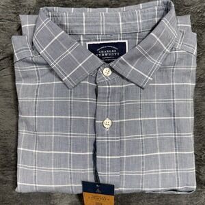 Charles Tyrwhitt Short Sleeve Shirt Mens L Petrol Blue CSR2059PET